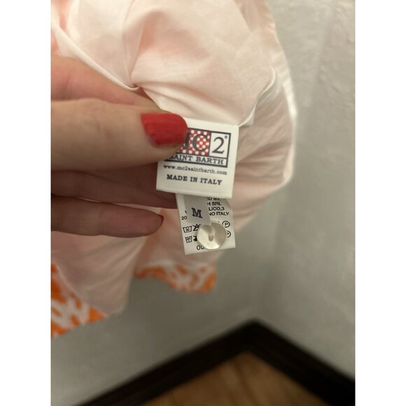 st barth cotton dress medium Orange Ruffle Cottagecore Quiet Luxury Italian - Picture 11 of 12